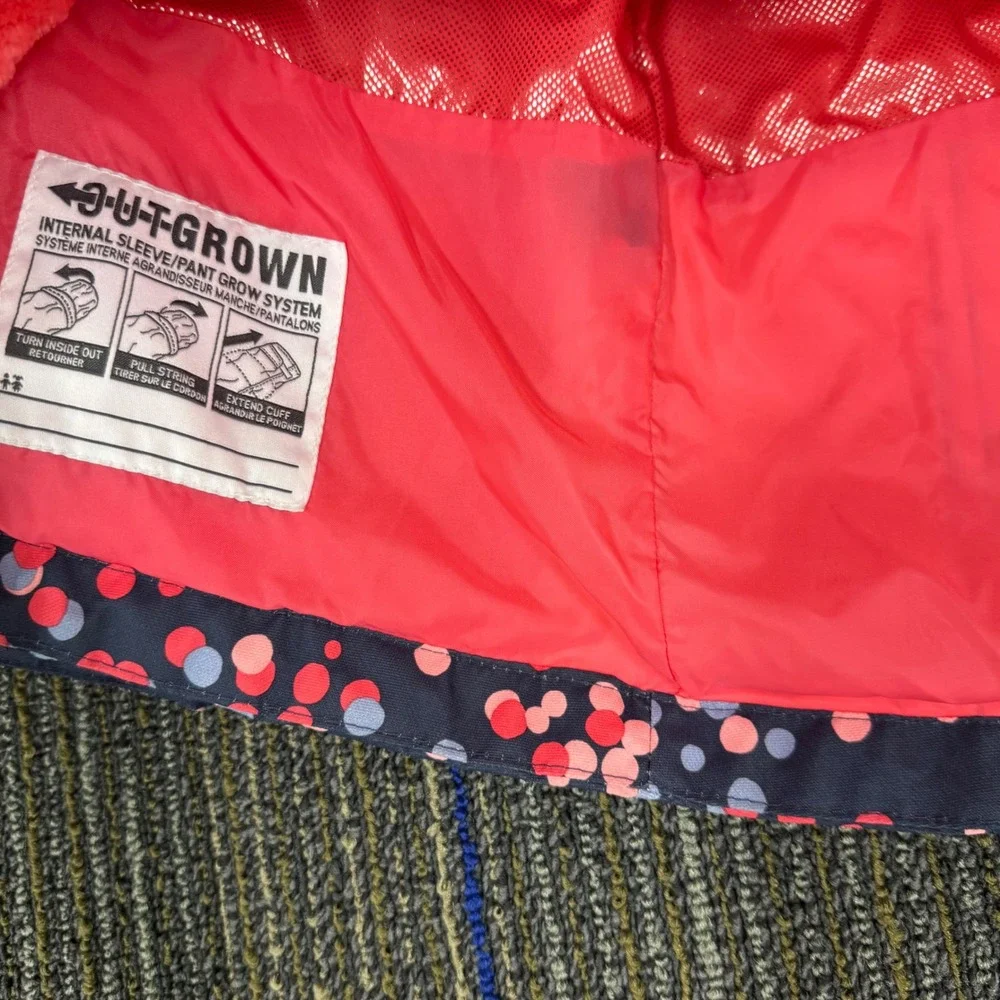 Columbia Interchange Jacket Girls M 10/12 Navy Pink Polka Dot Excellent Hooded